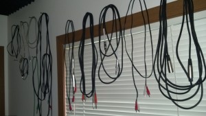 audio cables on wall